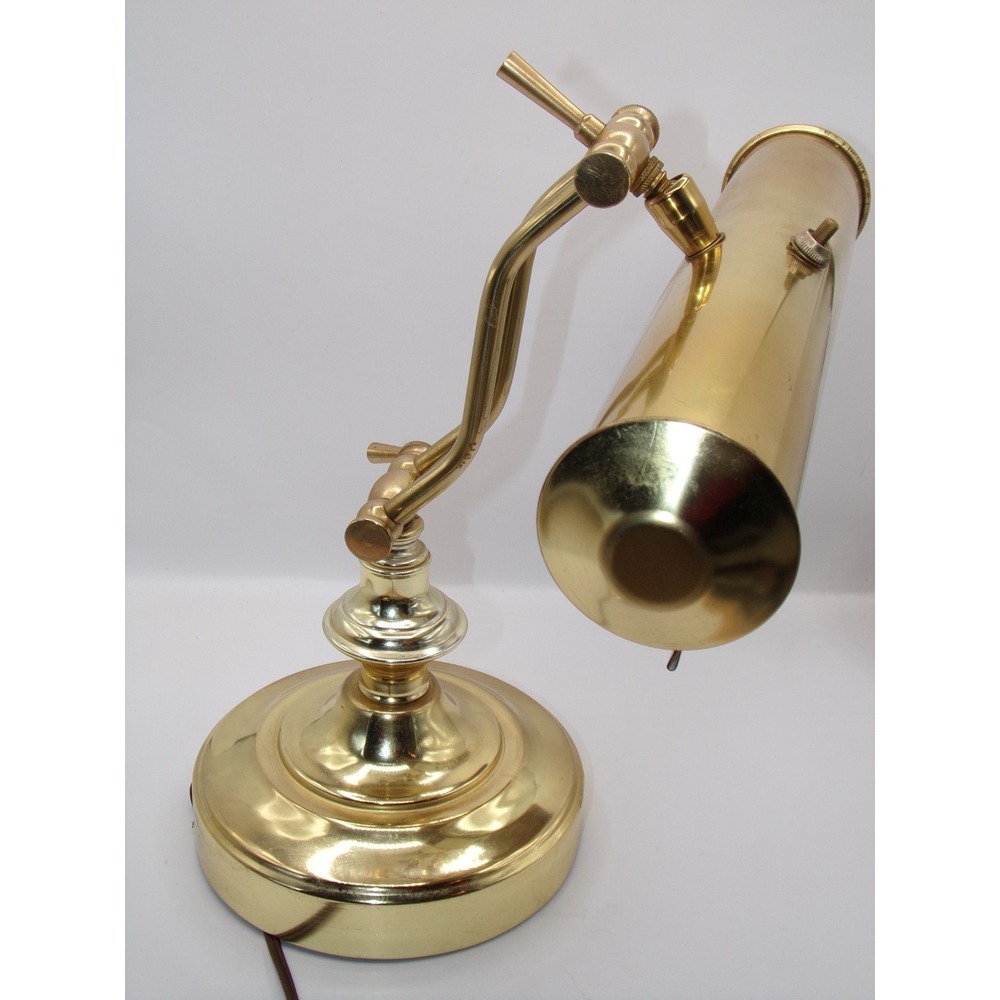 Vtg Brass Desk Lamp Adjustable Task Bankers Piano Pharmacy MCM Grandmillenial - Picture 5 of 16